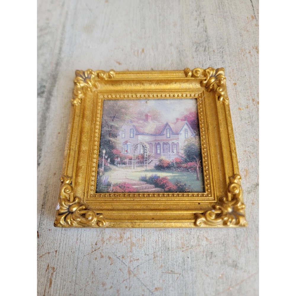 Vintage mini scenic house frame fall home decor wall hanging Victorian unique